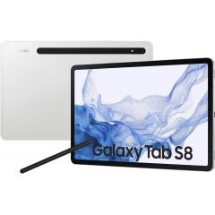 Samsung 三星 Galaxy Tab S8，11 英寸，128 GB 内存，8 GB RAM，Wi-Fi，Android 平板电脑，包括 S Pen，银色