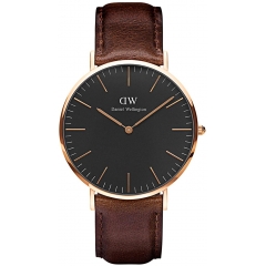 Daniel Wellington 丹尼尔·惠灵顿 经典 Bristol 手表,意大利棕色皮革表带