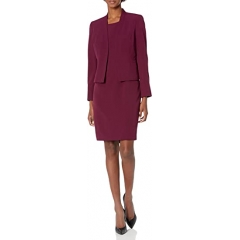 Le Suit Women's Crepe Multi Seamed Cropped Jacket and Sheath Dress