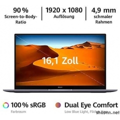 HUAWEI 华为 MateBook D 16,AMD Ryzen 5 4600H,16.1 英寸 1080p 全高清全高清全高清全高清全高清显示屏,16GB 内存,512GB 固态硬盘,超薄金属外壳,指纹传感器,Windows 10 家庭