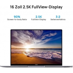 HUAWEI 华为 MateBook 16,AMD Ryzen 5 5600H,16GB RAM,512GB NVMe PCIe SSD,16英寸笔记本电脑,2.5K 全视图显示屏,超薄金属外壳,指纹传感器,自由*至Windows 11,低